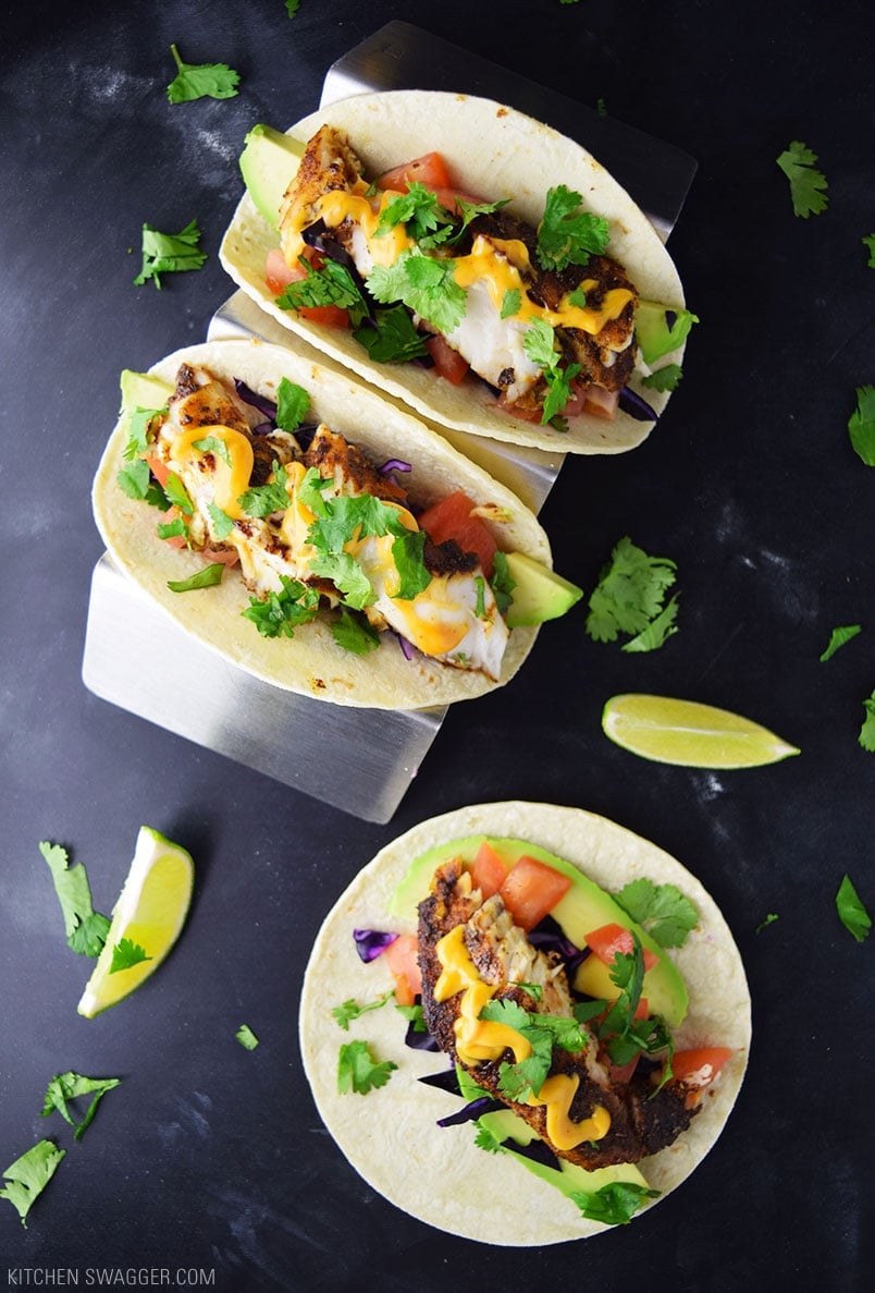 Blackened Fish Tacos Recipe | Kitchen Swagger