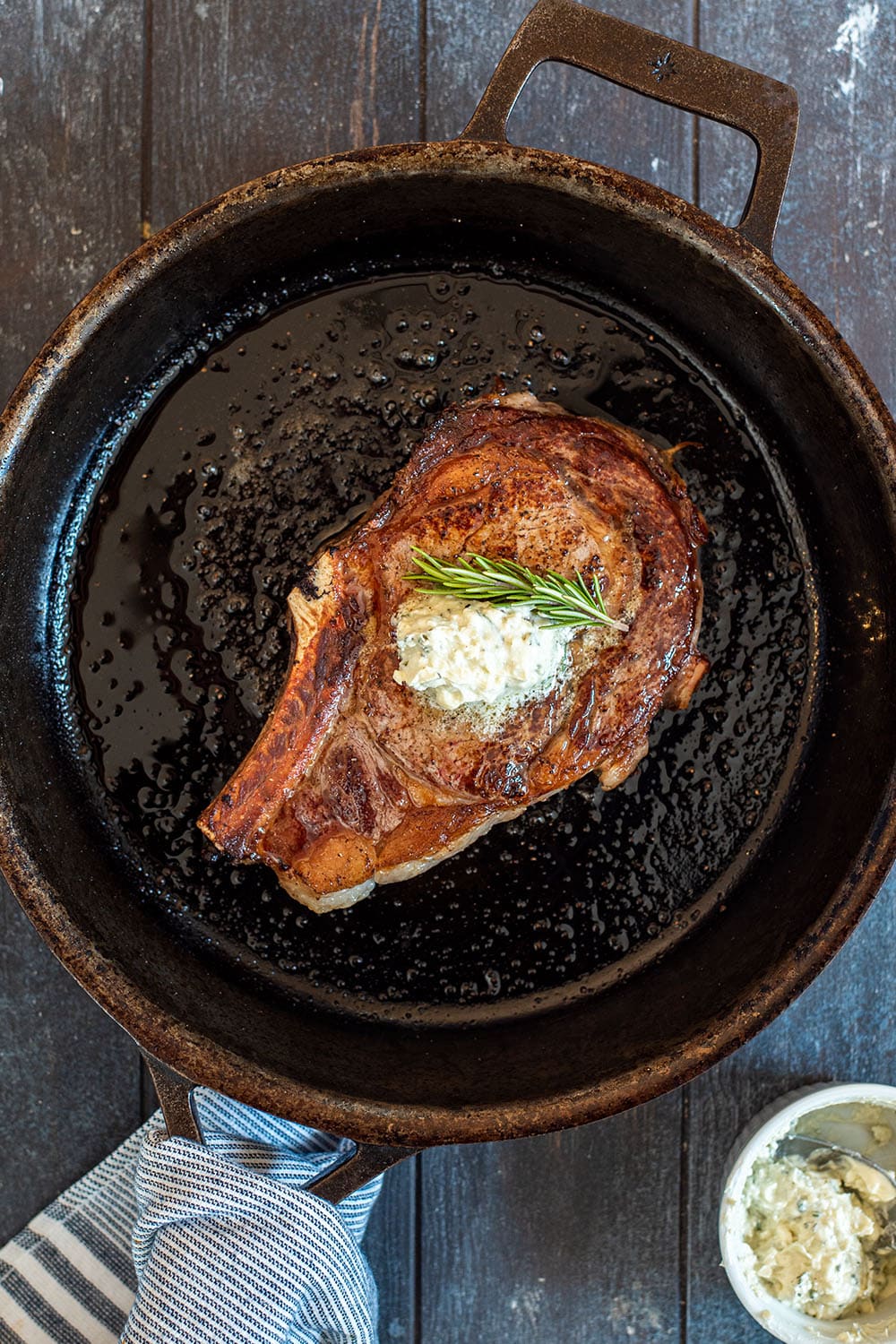 Pan-Seared Ribeye Steak with Blue Cheese Butter Recipe - Kitchen Swagger