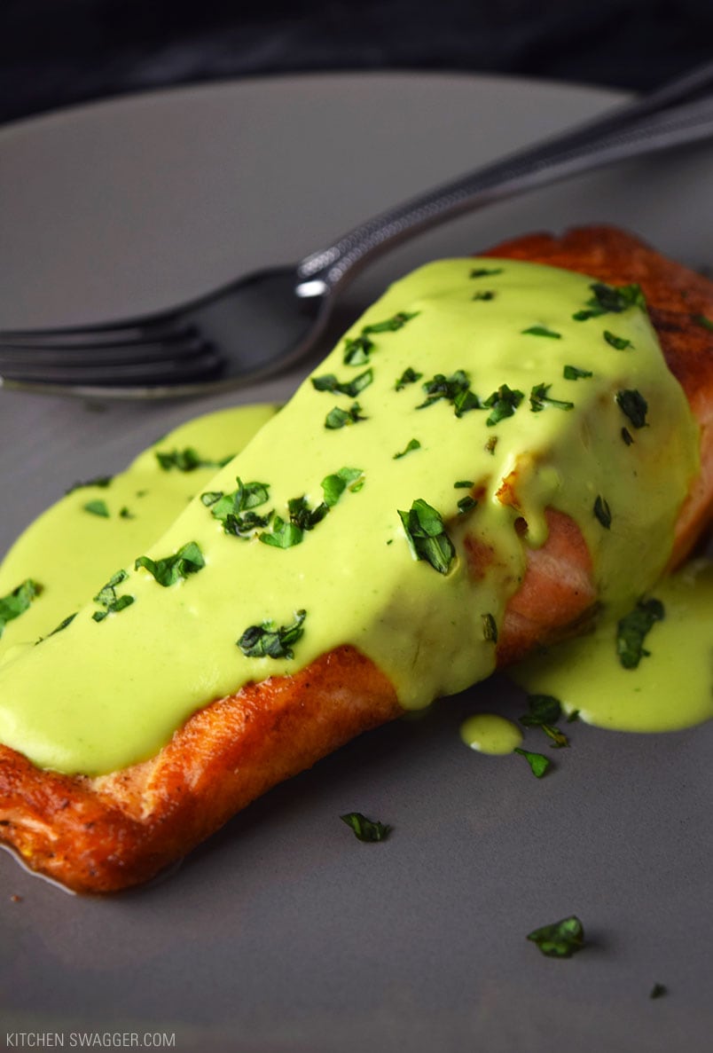 Pan-Seared Salmon with Creamy Avocado Sauce | Kitchen Swagger